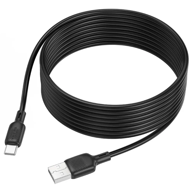 Кабель BOROFONE BX113 Lenny Silicone USB to Type-C 3A, 3 м, быстрая зарядка и передача данных, черный - Фото 4 Кабель BOROFONE BX113 Lenny Silicone USB to Type-C 3A, 3 м, быстрая зарядка и передача данных, черный - изображение 4