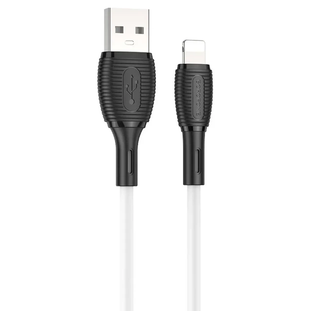 Кабель BOROFONE BX86 USB to Lightning 2.4A, 1 м, силиконовый, быстрая зарядка и синхронизация, белый - изображение 3