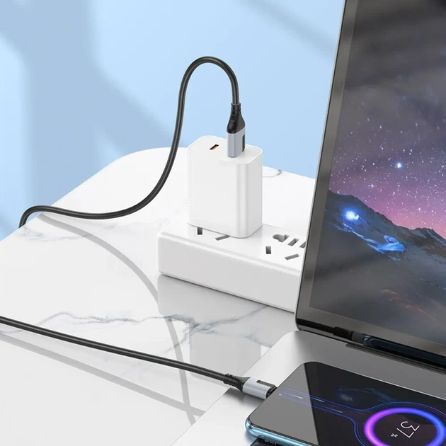 Кабель BOROFONE BX101 USB to Micro-USB 2.4A, 1 м, швидка зарядка та передача даних, чорний - Фото 5 Кабель BOROFONE BX101 USB to Micro-USB 2.4A, 1 м, швидка зарядка та передача даних, чорний - зображення 5
