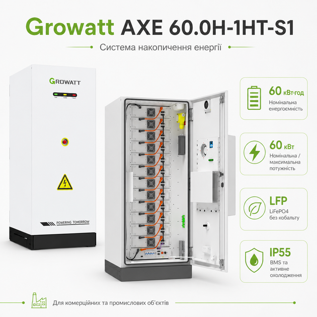 Система накопления энергии Growatt AXE 60.0H-1HT-S1 60 кВт·ч 60 кВт IP55 White - изображение 2