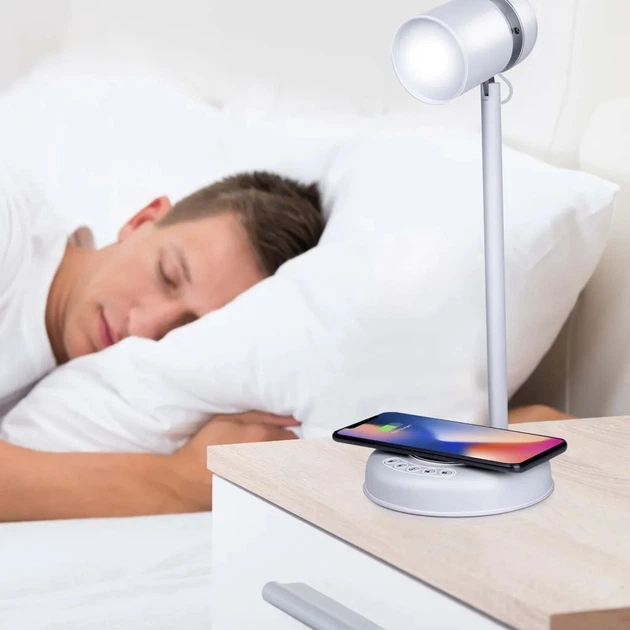 Lampka biurkowa LED Grundig G255 z głośnikiem Bluetooth i ładowarką Biała (8711252472553) - obraz 7