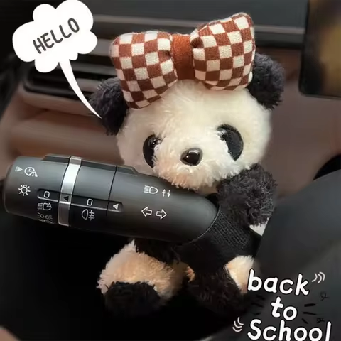 Мякая игрушка в авто на руль Panda милая панда с бантом на переклчатель двориников - Фото 3 Мякая игрушка в авто на руль Panda милая панда с бантом на переклчатель двориников - изображение 3