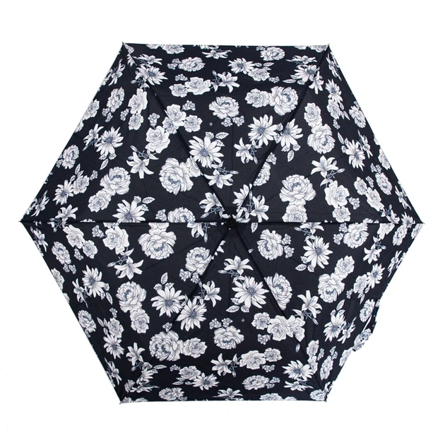 Парасолька жіноча Fulton L340 Miniflat-2 Black and White Floral (Черно-белые цветы) - зображення 5