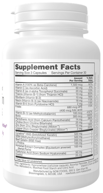 Kompleks witaminowo‑mineralny NOW Foods Hair, Skin & Nails 90 kapsułek (733739033734) - obraz 2