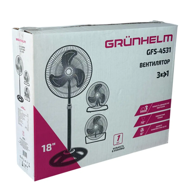 Вентилятор підлоговий Grunhelm GFS-4531 - зображення 10