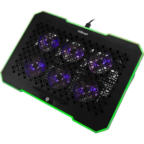 Подставка для ноутбука до 17" HiSmart DCX-A16, Black/Green - Фото 1 Подставка для ноутбука до 17" HiSmart DCX-A16, Black/Green - изображение 1