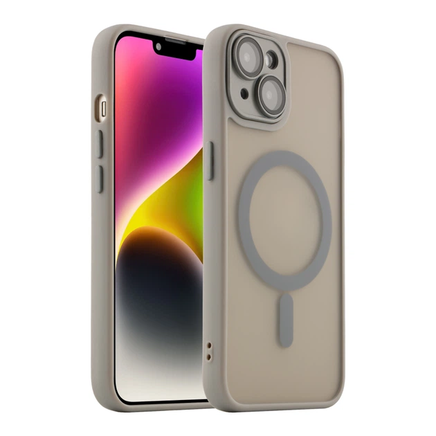 Чехол для iPhone 13 TPU+PC MagSafe матовый с защитой камеры Grey - изображение 4