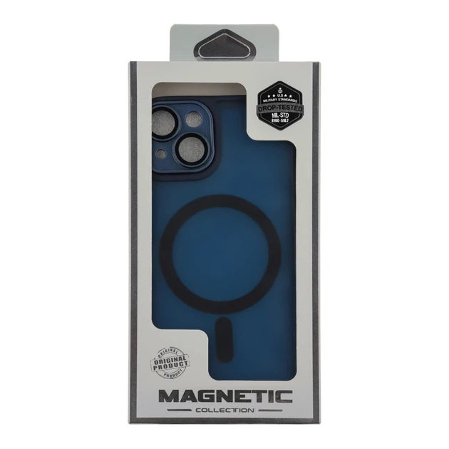 Чехол для iPhone 13 TPU+PC MagSafe матовый с защитой камеры Dark Blue - изображение 2