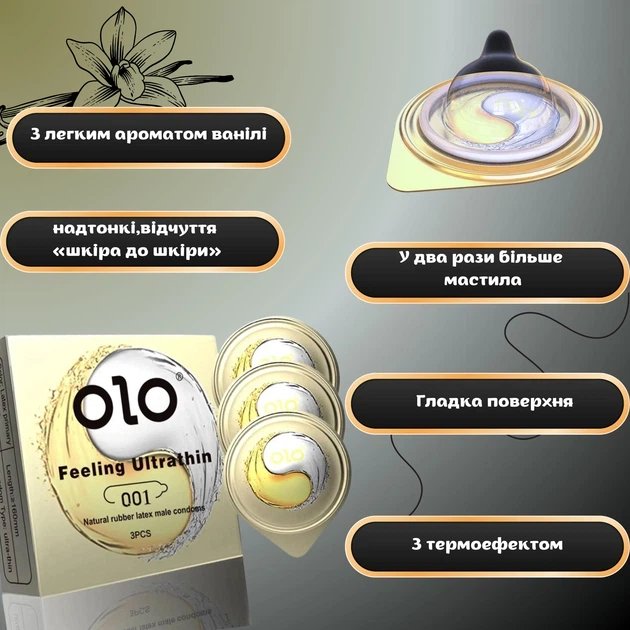 Презервативи OLO 0.01 Iceand Fire Ваніль з термоефектом 3 шт (ROZ6501053487) - зображення 2