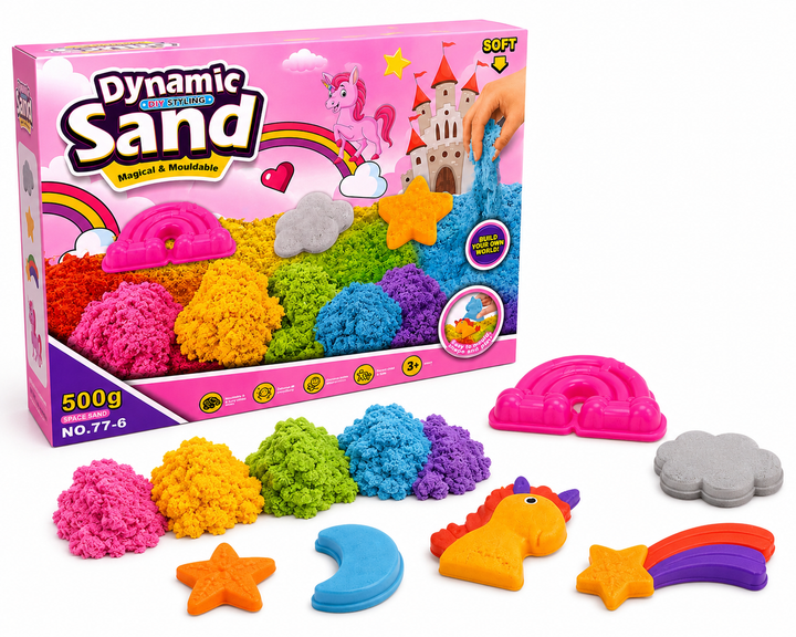 Набор кинетического песка Dynamic Sand 500 г с формочками - Фото 1 Набор кинетического песка Dynamic Sand 500 г с формочками - изображение 1