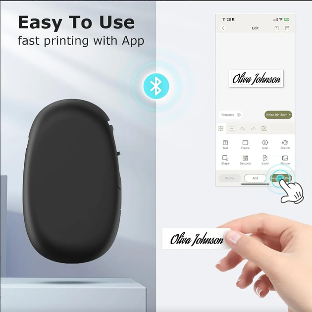 Supvan E10 Блютуз этикетщик, этикетки на клейкой основе, черный, портативный - изображение 4