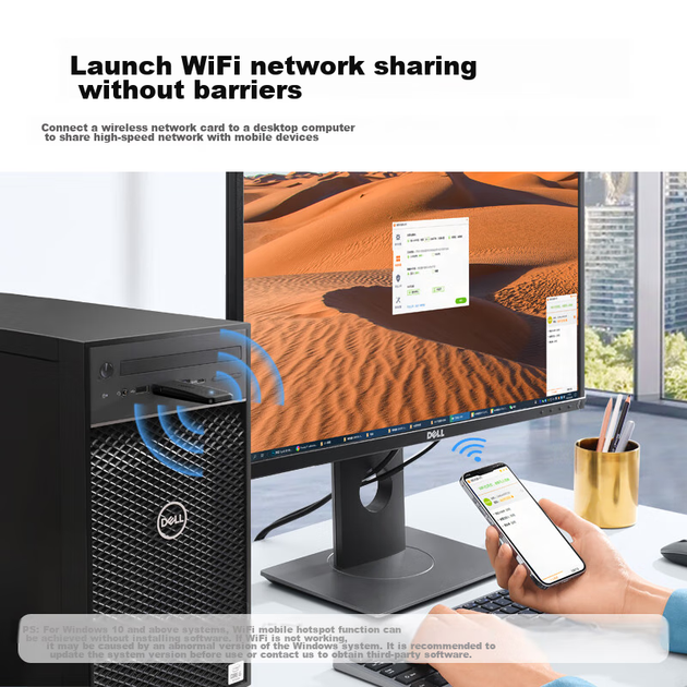 Бездротовий мережевий адаптер UGREEN USB AC1300 без драйверів, настільний WiFi приймач 5G, дводіапазонний гігабітний високошвидкісний, сумісний з комп'ютерами та ноутбуками, універсальний WiFi передавач - изображение 4