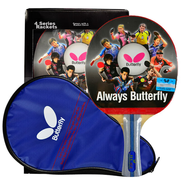 Ракетка для настольного тенниса BUTTERFLY Four-Star, хват "перо", двустороннее реверсивное резиновое покрытие, одинарная ракетка 402, в комплекте чехол для ракетки. - изображение 7
