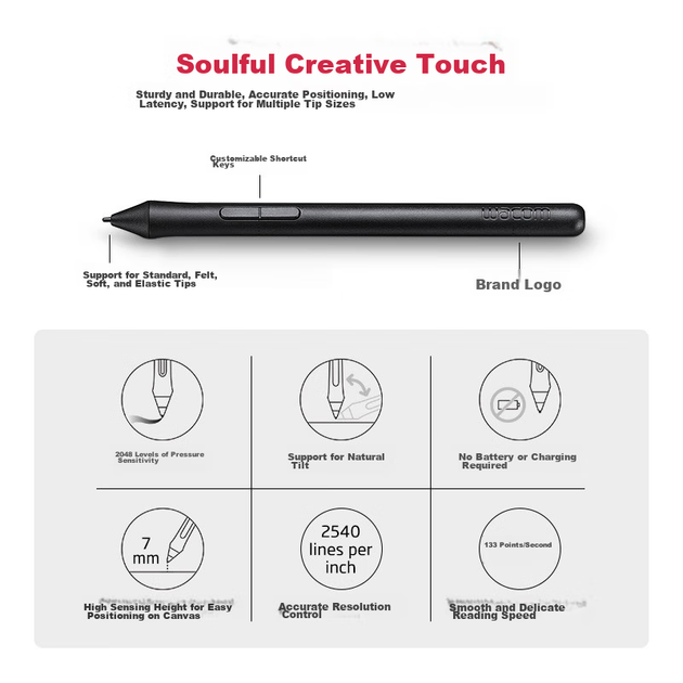 Цифровий планшет Wacom, блокнот для малювання, блокнот для письма, підключений до комп'ютера, електронна дошка для малювання, блокнот для письма для навчання та онлайн-занять, CTL-472/K1 - зображення 5