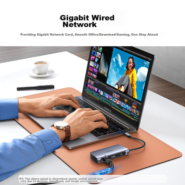 Док-станция расширения UGREEN Type-C, разветвитель USB-C, сетевой адаптер, универсальный для iPad, Apple 16/17, MacBook, ноутбуков, преобразователь HDMI Thunderbolt 4, зарядное устройство. - изображение 7