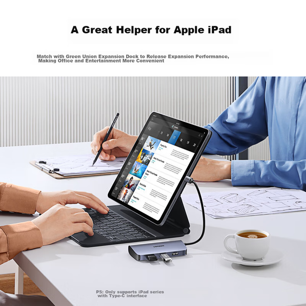 Док-станция расширения UGREEN Type-C, разветвитель USB-C, сетевой адаптер, универсальный для iPad, Apple 16/17, MacBook, ноутбуков, преобразователь HDMI Thunderbolt 4, зарядное устройство. - изображение 8