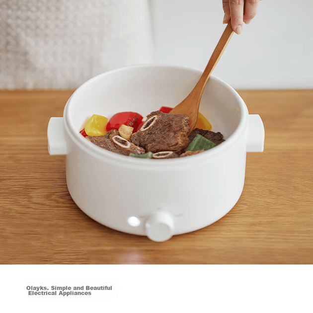 Электрическая мультиварка Olayks Instant Electric Cooking Pot, небольшая электрическая кастрюля для общежития, многофункциональная кастрюля для приготовления на пару, варки, жарки и обжаривания, 2 л. - изображение 2