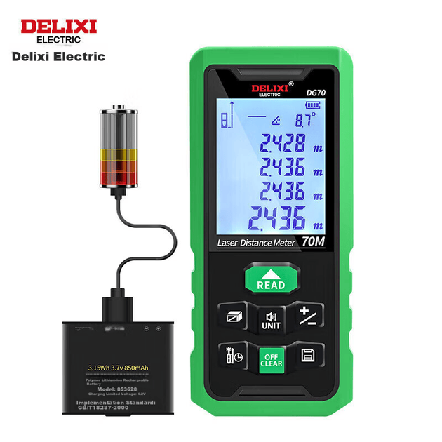 DELIXI ELECTRIC Лазерний далекомір, високоточний побутовий лазерний далекомір для зовнішнього використання, електронна лінійка-вимірювальний прилад для кімнат, зелене світло, 70 метрів - Фото 5 DELIXI ELECTRIC Лазерний далекомір, високоточний побутовий лазерний далекомір для зовнішнього використання, електронна лінійка-вимірювальний прилад для кімнат, зелене світло, 70 метрів - изображение 5