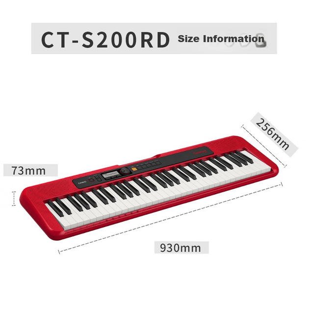 Електронна клавіатура CASIO CTS200, стильна портативна модна іграшка червоного кольору для дітей та дорослих, розвага та навчання, 61 клавіша, автономна модель - изображение 5