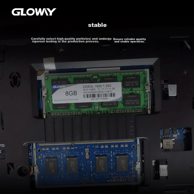 Модуль оперативной памяти Gloway 8GB DDR3L 1600 для ноутбука, Zhanjiang Piao, чипы премиум-класса, CL11, аксессуар для компьютера с поддержкой искусственного интеллекта. - изображение 3