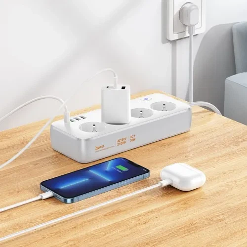 Сетевой удлинитель HOCO AC22 Sunlight 4 розетки + USB/Type-C PD30W 3M Black - изображение 5