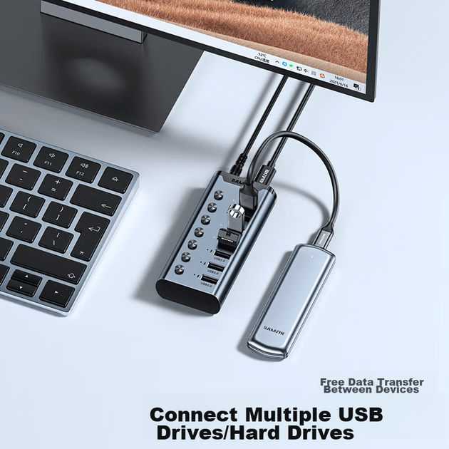 USB-концентратор SAMZHE USB 3.0, высокоскоростная док-станция расширения, концентратор для жесткого диска ноутбука, клавиатуры и мыши, 7-портовый удлинительный кабель для концентратора, 1 метр HB307 - изображение 7