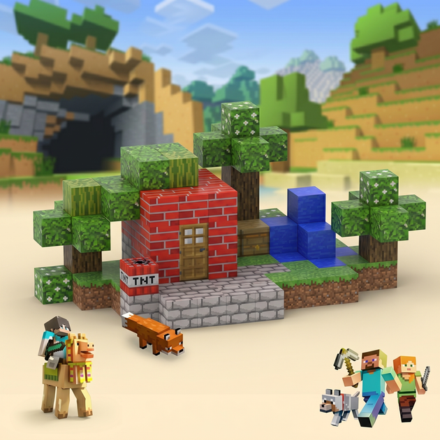 Магнітний конструктор Minecraft Червоний будинок у саду 108 деталей тематичний набір кубиків - зображення 3