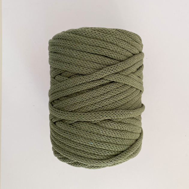 Шнур плетений YarnArt macrame cord 5 мм с сердечником для макраме зелений №787 - зображення 3