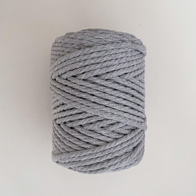 Шнур кручений для макраме YarnArt macrame rope 5мм світло-сірий 500г (№756) - изображение 5