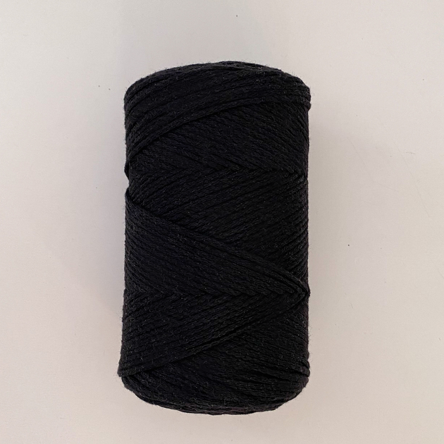 Шнур плетений YarnArt macrame cotton 2мм чорний (№750) - Фото 5 Шнур плетений YarnArt macrame cotton 2мм чорний (№750) - изображение 5