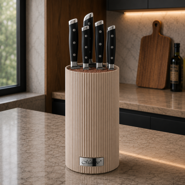Універсальна колода для ножів Maestro MR-1437-BEIGE Soft Touch бежева 22 см - зображення 2