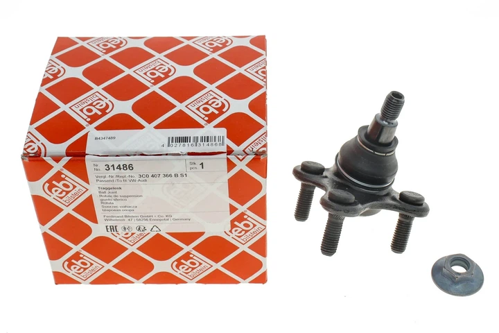 Передній кульовий шарнір FEBI 31486 Volkswagen Passat, Sharan, Golf, Tiguan, CC, Touran; Seat Leon; Audi A3, Q3; Skoda Octavia, Kodiaq, Superb, Karoq 3C0407366A, 3C0407366AS1, 3C0407366B - изображение 4