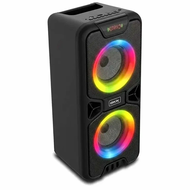 Портативная колонка 20 Вт 2 х 4 дюйма Bluetooth микрофон LED черный BKK B86 для музыки и караоке - Фото 3 Портативная колонка 20 Вт 2 х 4 дюйма Bluetooth микрофон LED черный BKK B86 для музыки и караоке - изображение 3