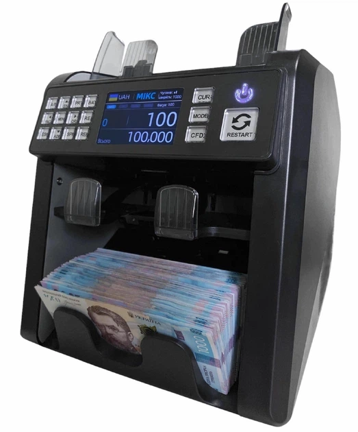 Мультивалютный сортировщик банкнот MULTI COUNTER PRO 952A — Профессиональный счётчик купюр с Детекцией номинала, Проверкой валют на подлинность, Скоростной аппарат для пересчёта и Сортировки денег, Современный детектор банкнот UV/MG/IR - изображение 3