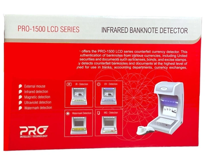 Детектор валют PRO 1500 IRPM LCD — компактный портативный аппарат для проверки подлинности банкнот С функцией детекции подделок Скоростной счётчик денег - изображение 2