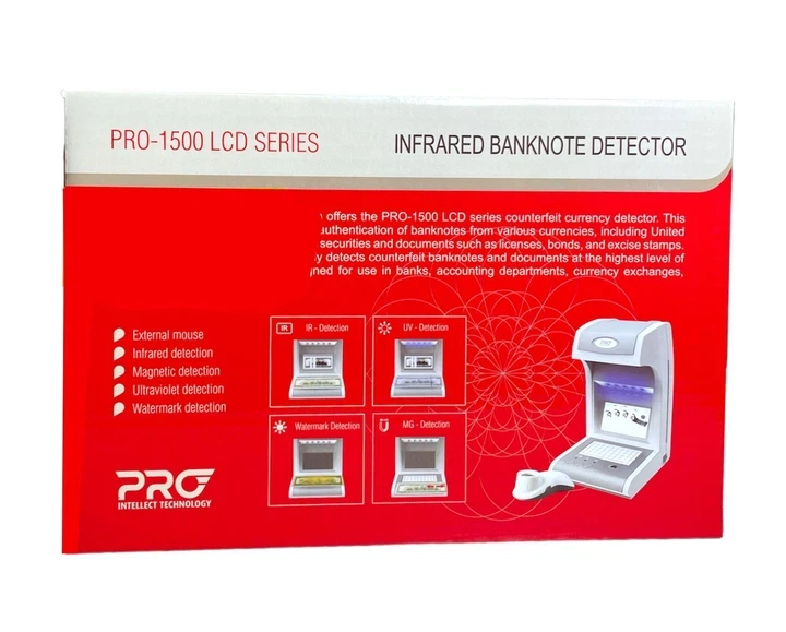 Профессиональный инфракрасный детектор валют PRO 1500 IRPM LCD портативный с магнитной детекцией банкнот и проверкой подлинности денег - изображение 2