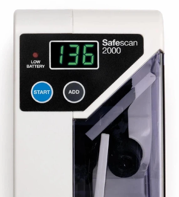 Счётчик денег Safescan 2000 портативная переносная машинка для пересчёта купюр с функцией суммирования и чехлом, с автоматическим стартом подсчёта - изображение 4