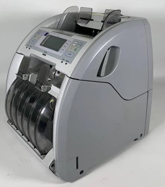 Сортировщик банкнот GLORY GFS-120 с LCD-дисплеем — профессиональный счетный аппарат для купюр и валют с определением номинала, сортировкой и детекцией подлинности, функцией фасовки и автоматического подсчёта - изображение 2