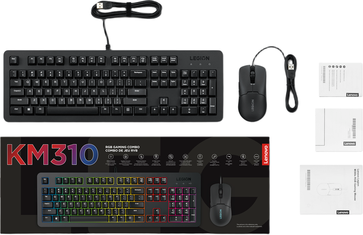 Комплект дротовий Lenovo Legion KM310 RGB Gaming Combo Keyboard and Mouse USB Black (GX31N91913) - зображення 2