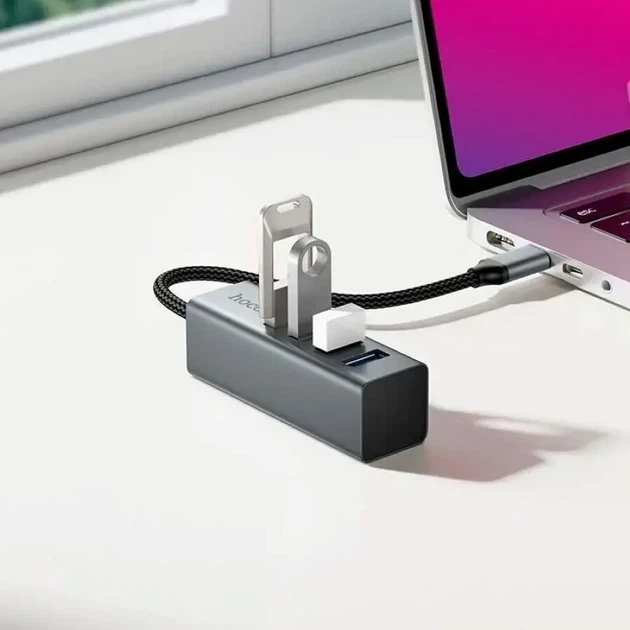 Хаб HOCO HB1C Type-C to 4xUSB3.0 - Фото 5 Хаб HOCO HB1C Type-C to 4xUSB3.0 - изображение 5
