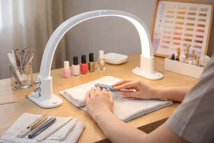 Настольная LED лампа F-686 для салона красоты 47×4.5×30 см для маникюра и nail-мастеров. От сети 220V - изображение 5