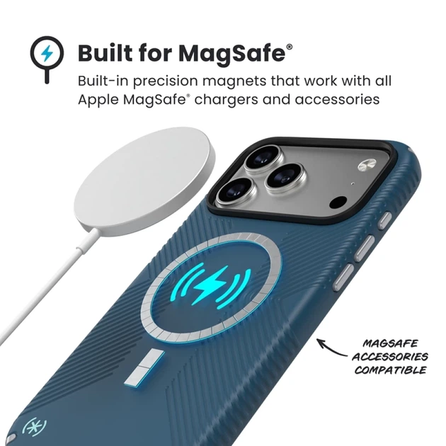 Чехол Speck Presidio2 Grip для iPhone 17 Pro Max Deep Sea/Silver Metallic with MagSafe (150985-3261) - Фото 5 Чехол Speck Presidio2 Grip для iPhone 17 Pro Max Deep Sea/Silver Metallic with MagSafe (150985-3261) - изображение 5