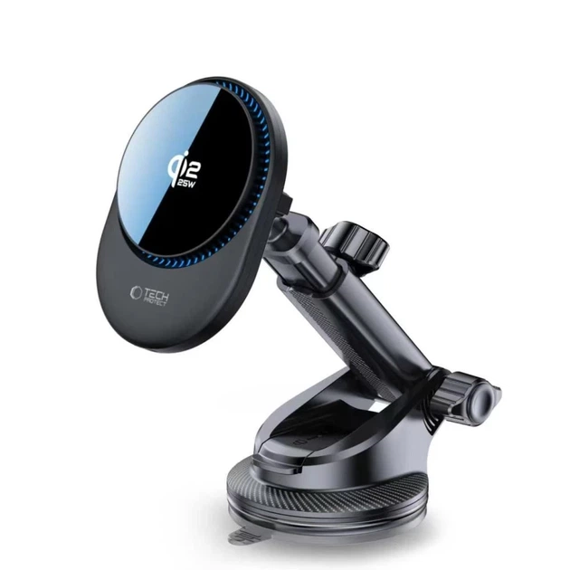 Автодержатель Tech-Protect V21 Magnetic с беспроводной зарядкой 25W Qi2.2 Black with MagSafe (5906302392902) - Фото 3 Автодержатель Tech-Protect V21 Magnetic с беспроводной зарядкой 25W Qi2.2 Black with MagSafe (5906302392902) - изображение 3