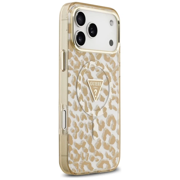 Чохол Guess Leopard Glitter для iPhone 17 Pro Max Brown with MagSafe (GUHMP17XHLEGTGLW) - зображення 4