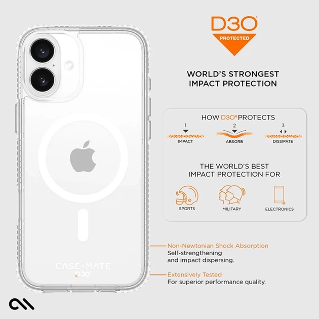 Чехол Case-Mate Tough D3O для iPhone 16 Plus Clear with MagSafe (CM054370) - изображение 12