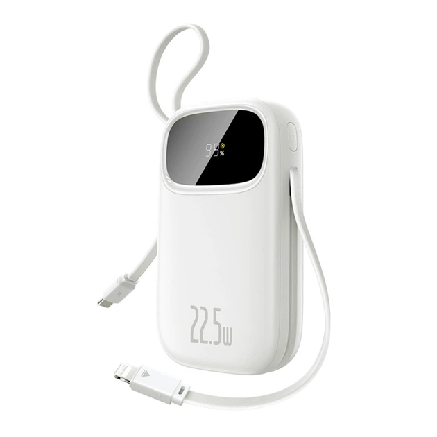 Powerbank Baseus EnerFill FC31 20000mAh 22.5W з дисплеєм з 2 вбудованими кабелями білий (6932172691202) - Фото 2 Powerbank Baseus EnerFill FC31 20000mAh 22.5W з дисплеєм з 2 вбудованими кабелями білий (6932172691202) - зображення 2