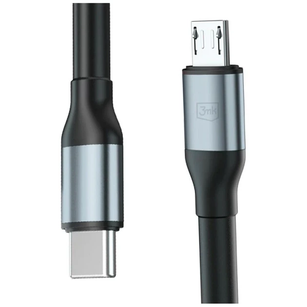 Кабель 3mk Hyper Cable N-SERIES USB-C to Micro USB 3m QC 3.0 5V/2A 10W Black (5903108739207) - изображение 3