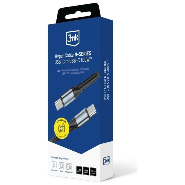 Кабель 3mk Hyper Cable N-Series USB-C to USB-C 1m Black (5903108680202) - изображение 8
