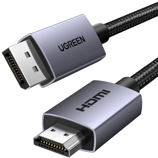 Кабель Ugreen DP123 DisplayPort to HDMI 4K 30Hz 1.5m (35841) - Фото 1 Кабель Ugreen DP123 DisplayPort to HDMI 4K 30Hz 1.5m (35841) - изображение 1