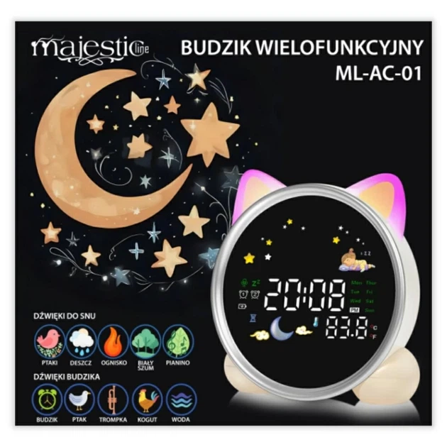 Многофункциональный будильник Beline MajesticLine с ушками White (ML-AC-01) - изображение 3